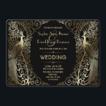 Glam Gold Art Deco Peacocks Faire-part de mariage<br><div class="desc">Design unique avec un mélange de paons de style ancien et d'architecture moderne et audacieuse. Utilisez l'outil Personnaliser pour ajouter vos informations. Vous pouvez également choisir la couleur arrière - plan. Pour les articles correspondants,  visitez,  s'il vous plaît,  ma collection Glam Gold Art Déco Peacocks.</div>