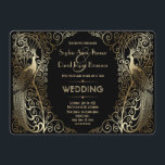 Glam Gold Art Deco Peacocks Faire-part de mariage<br><div class="desc">Design unique avec un mélange de paons de style ancien et d'architecture moderne et audacieuse. Utilisez l'outil Personnaliser pour ajouter vos informations. Vous pouvez également choisir la couleur arrière - plan. Pour les articles correspondants,  visitez,  s'il vous plaît,  ma collection Glam Gold Art Déco Peacocks.</div>