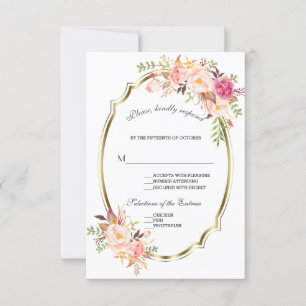 Glam Gold Blush rose rose Floral Mariage RSVP