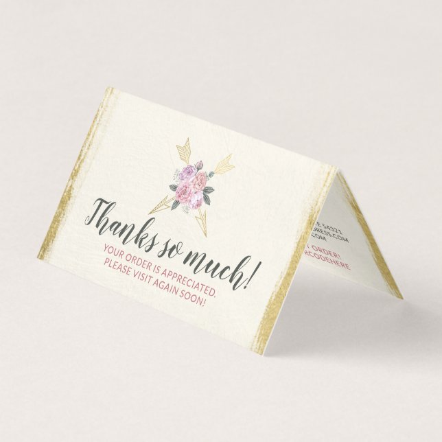 Glam Gold Bohemian Flore Flèches Carte de remercie (Front)