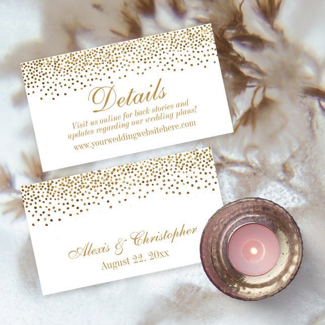 Glam Gold Confetti Dots Mariage Détails Cartes (Créateur téléchargé)