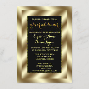 Glam Gold Foil et Black Rehearsal Invitation