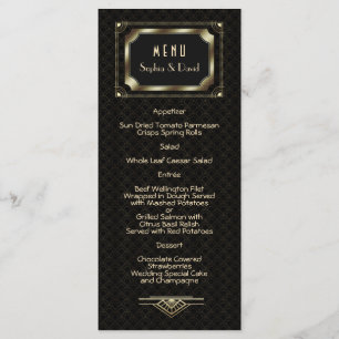 Glam Gold Great Gatsby Art Déco 20s Menu Mariage