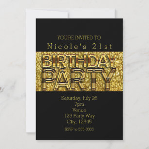 Glam Gold Leopard Chic Anniversaire Invitations