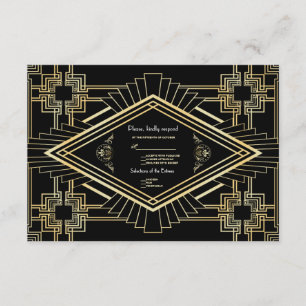 Glam Gold Noir Grand Gatsby Mariage RSVP