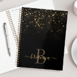 Glam Gold Parties scintillant scintillant Elegant<br><div class="desc">Créez votre propre planificateur étincelant diamant noir et or personnalisé avec votre monogramme et votre nom personnalisés.</div>