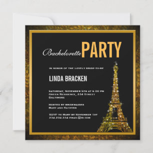 Glam Gold Tour Eiffel Invitation Bachelorette