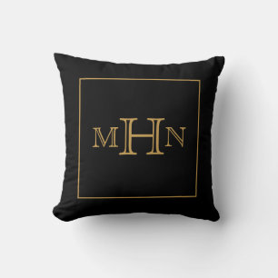 Glam gothique Oreiller Monogramme Noir