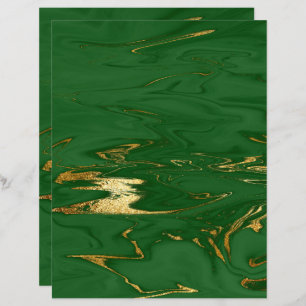Glam Green Gold Faux Marbre Papier à gratte-ciel