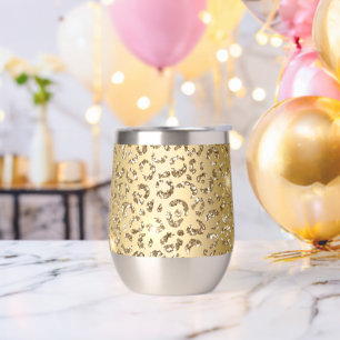 Glam Jaune Parties scintillant d'or Leopard