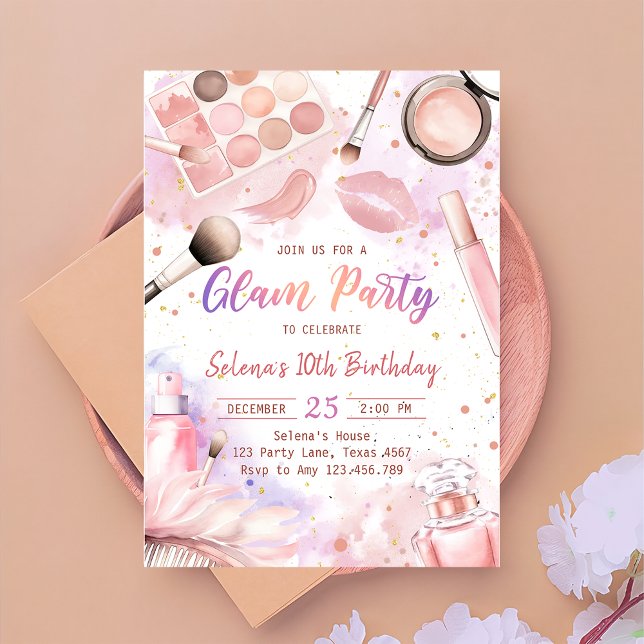Glam Maquillage Anniversaire Spa Party Invitation (Créateur téléchargé)