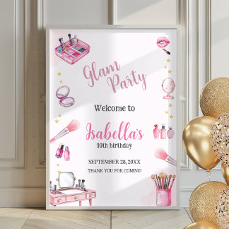 Glam Party Girl Beauté Spa Poster Affiche de bienv