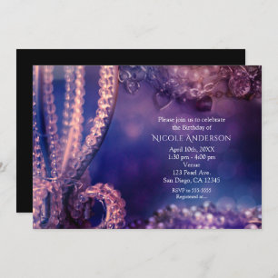 Glam Purple Glow Chic Glamor Pearls Invitation
