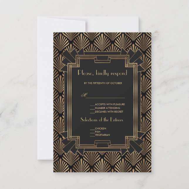 Glam Roaring 20's Great Gatsby 1920 mariage RSVP (Devant)