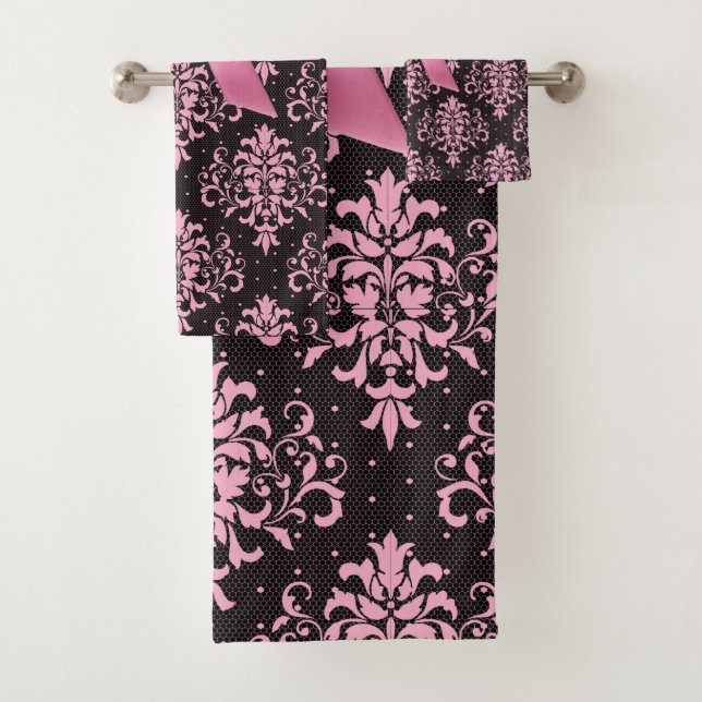 Glam Rose Bow-Pink Lace-Noir (En situation)