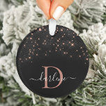 Glam Rose Gold Parties scintillant Élégant Monogra<br><div class="desc">Créez votre propre ornement en or noir et rose avec votre monogramme et votre nom personnalisés.</div>