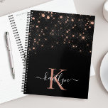 Glam Rose Gold Parties scintillant Élégant Monogra<br><div class="desc">Créez votre propre planificateur de losange en or noir et rose personnalisé avec votre monogramme et votre nom personnalisés.</div>