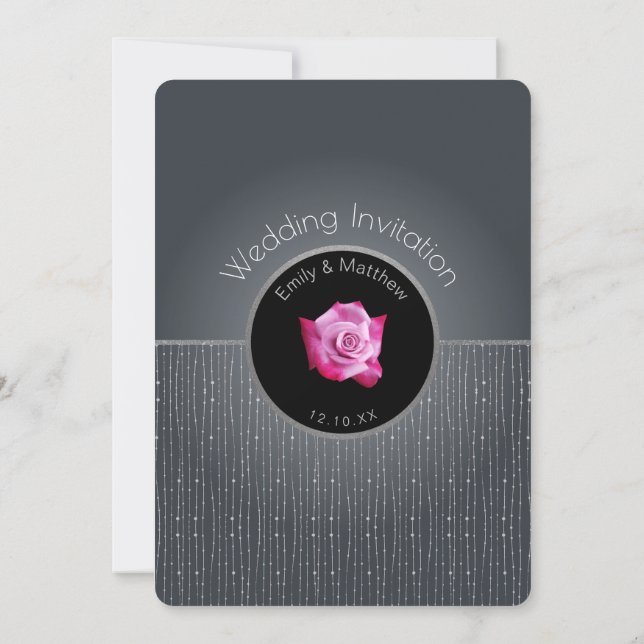 Glam Rose Rose Silver Gris Faire-part de mariage (Dos)