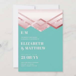 Glam Rosegold DECO Mariage Inviter Modern Chic