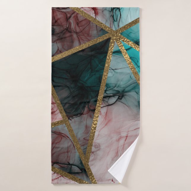 Glam Rust Blush Turquoise & Gold Chic Moderne Glam (Serviette de bain)