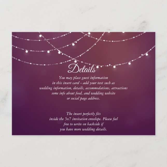 Glam White Fairy Lights Pink Purple DETAILS Carte (Devant)