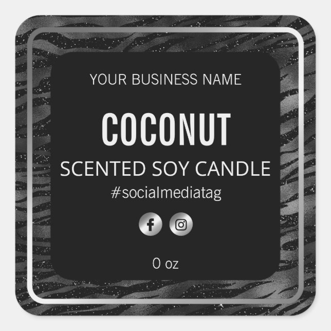 Glam Zebra Imprimer Noir Et Argent Étiquettes De P (Devant)