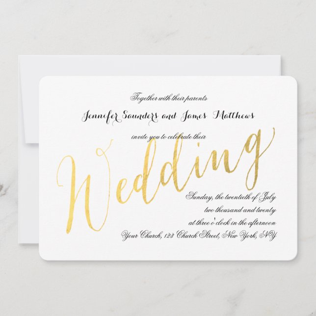 Glamor à huile d'or | Élégantes invitations de mar (Devant)