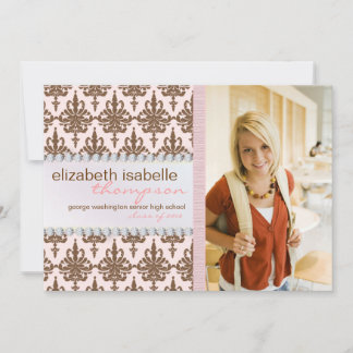 Glamor Damask & Jewel Graduation Faire-part