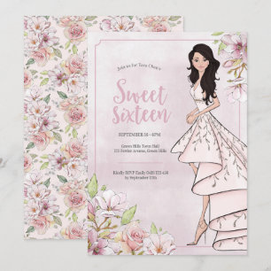 Glamor Girl Sweet sixteen Invitation d'anniversair