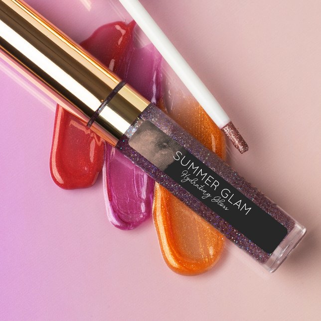 Glamor Moderne Lipstick Lip Gloss Étiquette noir (Créateur téléchargé)
