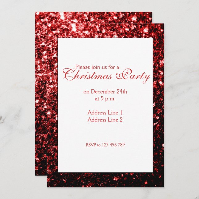 Glamor Red scintille Noël Invitation (Devant / Derrière)