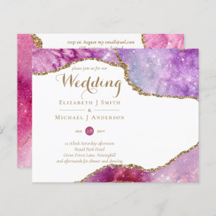 Glamor rose Or Agate Mariage Inviter CHEAP