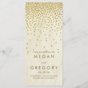 Glamor Vintage Gold Confetti Programmes de mariage