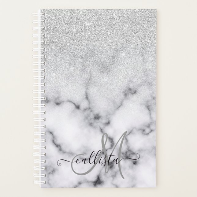 Glamorous Silver White Glitter Marble Gradient (Devant)
