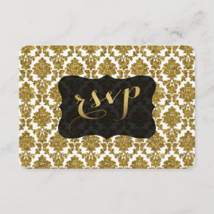 Glamour Gold Damask Gold Foil Wedding RSVP