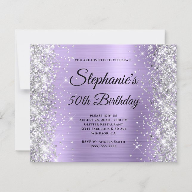 Glamour Monogramme Argent Pâle Violet 50e Annivers (Devant)