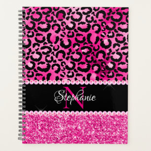 Glamour Monogramme Tache de Léopard Noir et Rose C