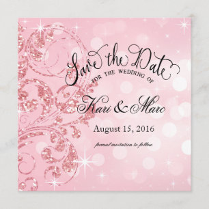 Glamour Paillettes Luxe Save the Date rose givré