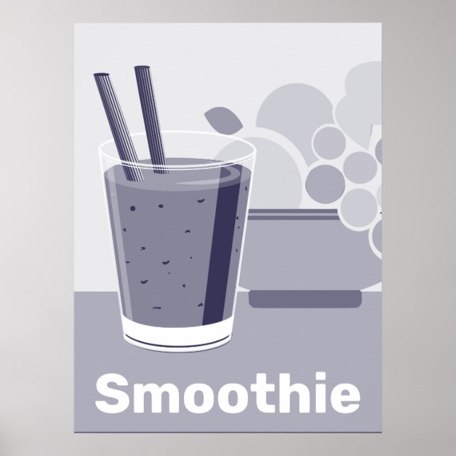 Glass Black, White, Blue Kitchen Wall Art - Poster (Devant)