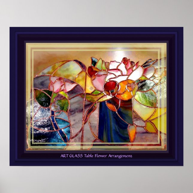 GLASS Table Flower Arrangement Beautiful Poster (Devant)