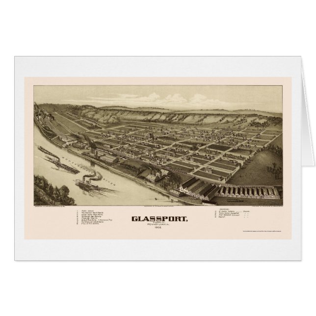 Glassport, carte panoramique de PA - 1902 (Devant horizontal)