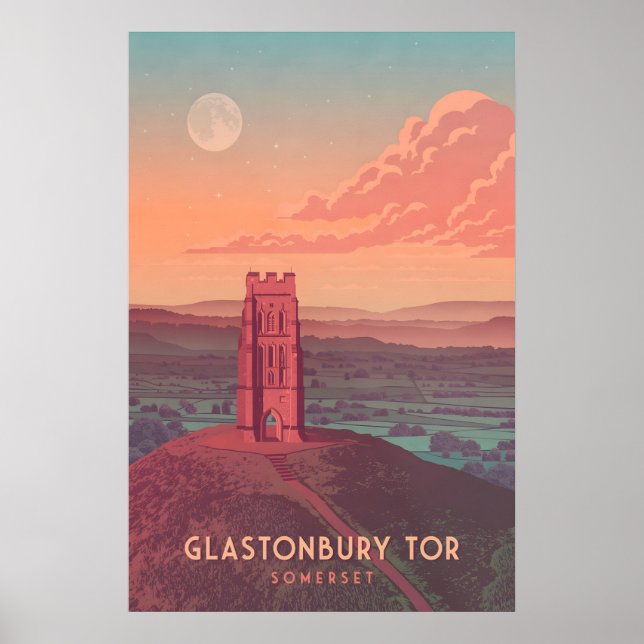 Glastonbury Tor Travel Poster (Devant)