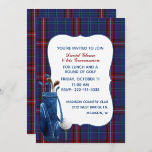Glenn Plaid Groom's Golf Party Invitation