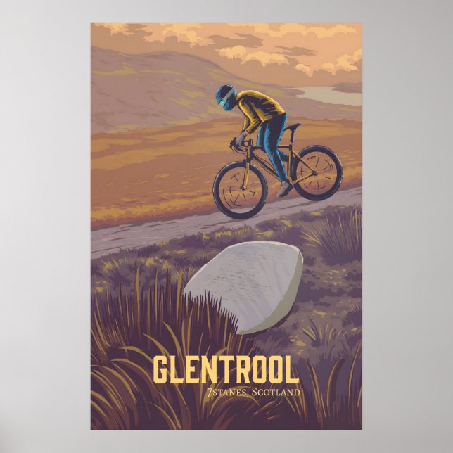 Glentrool Mountain Biking Travel Poster (Devant)