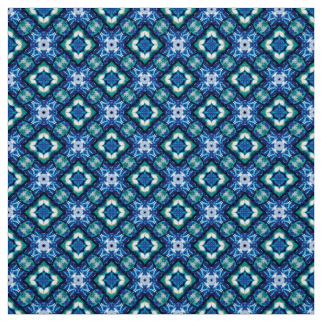 Glitch2 Blanc Bleu Quilting Artisanat Tissu (Échantillon)