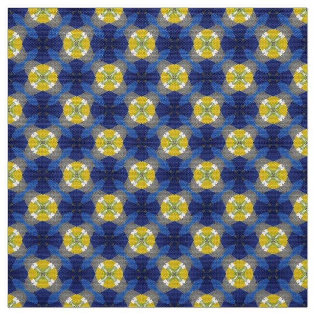 Glitch2 Bleu croix jaune tissu motif (Échantillon)