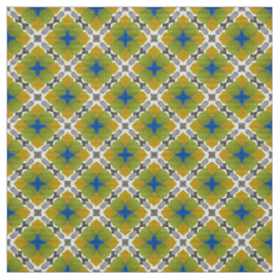 Glitch2 Bleu jaune blanc tissu motif