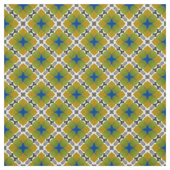 Glitch2 Bleu jaune blanc tissu motif (Échantillon)