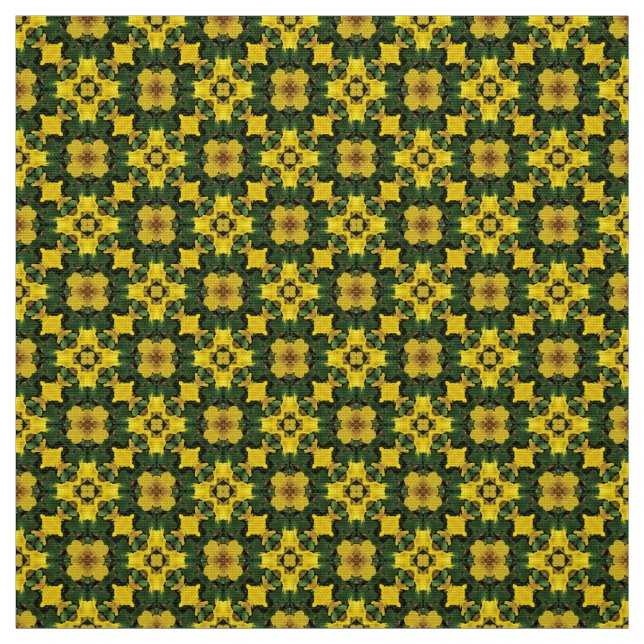 Glitch2 Fleur verte jaune Tissu de serre (Échantillon)