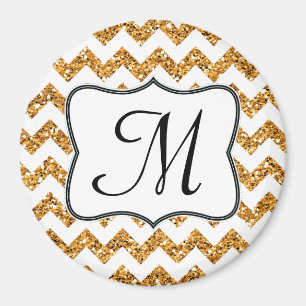 Glitte or moderne Chevron Monogramme Aimant initia